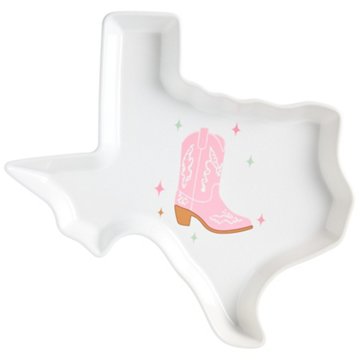 Henry's Cook Texas Stoneware Plate - Pink Cowboy Boot, 13"