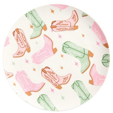 Henry's Cook Round Stoneware Plate - Cowboy Boots, 13"