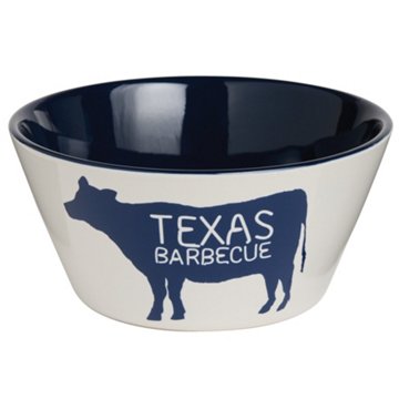 Henry's Cook Texas Barbecue Stoneware Bowl - Blue Cow, 5.5"
