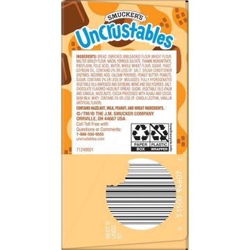 Smucker's Uncrustables PB Choco Craze Frozen Sandwiches - Peanut Butter & Chocolate Hazelnut, 4 ct