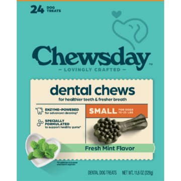 Chewsday Dental Dog Chews Small - Fresh Mint, 24 ct