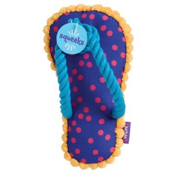 Woof & Whiskers Flip Flop With Rope Plush Dog Toy