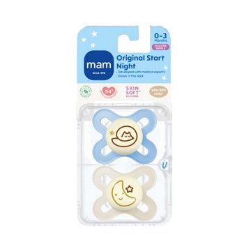 MAM Original Start Nighttime Pacifiers for 0-3 Months - Glows In The Dark, 2 ct