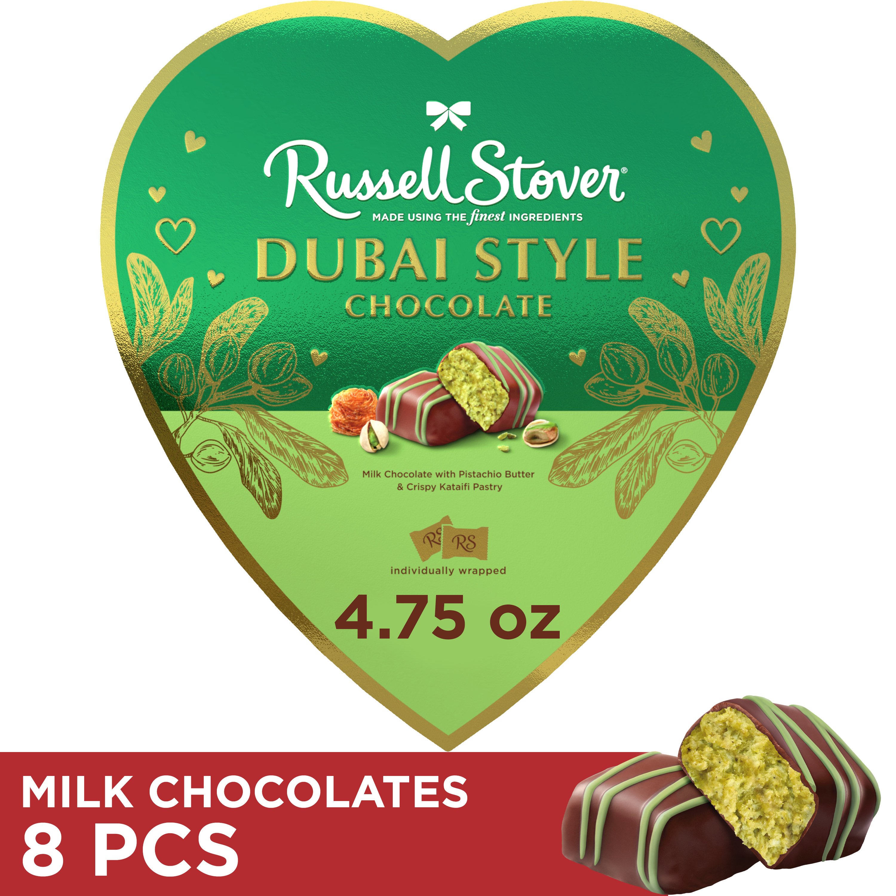 Russell Stover Dubai Style Chocolate Valentine's Heart Gift Box, 8