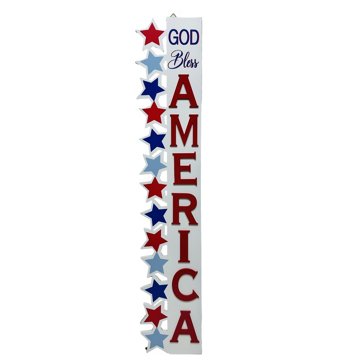 Destination Holiday God Bless America Patriotic Porch Leaner, 8.5" x 47.8"