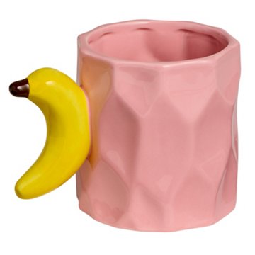 Destination Holiday Banana Handle Pink Coffee Mug, 18 oz
