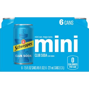 Schweppes Club Soda 6 pk Cans, 7.5 oz