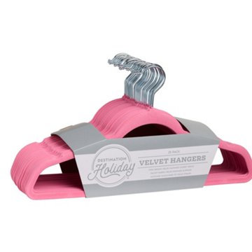 Destination Holiday Velvet Hangers - Pink, 25 ct