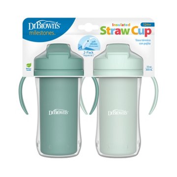 Dr Browns Insulated Straw Cups for 12+ Months - Green, 2 ct