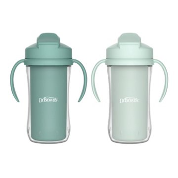 Dr Browns Insulated Straw Cups for 12+ Months - Green, 2 ct