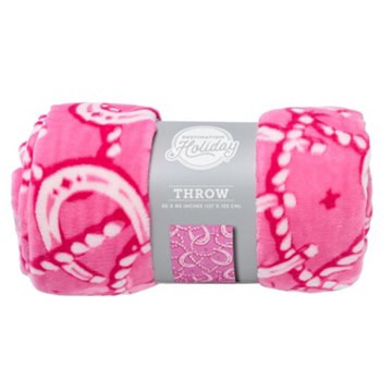 Destination Holiday Pink Horseshoe Throw Blanket, 50" x 60"