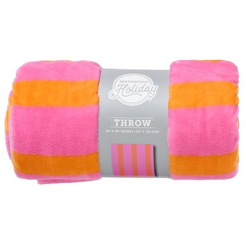 Destination Holiday Pink & Orange Striped Throw Blanket, 50" x 60"