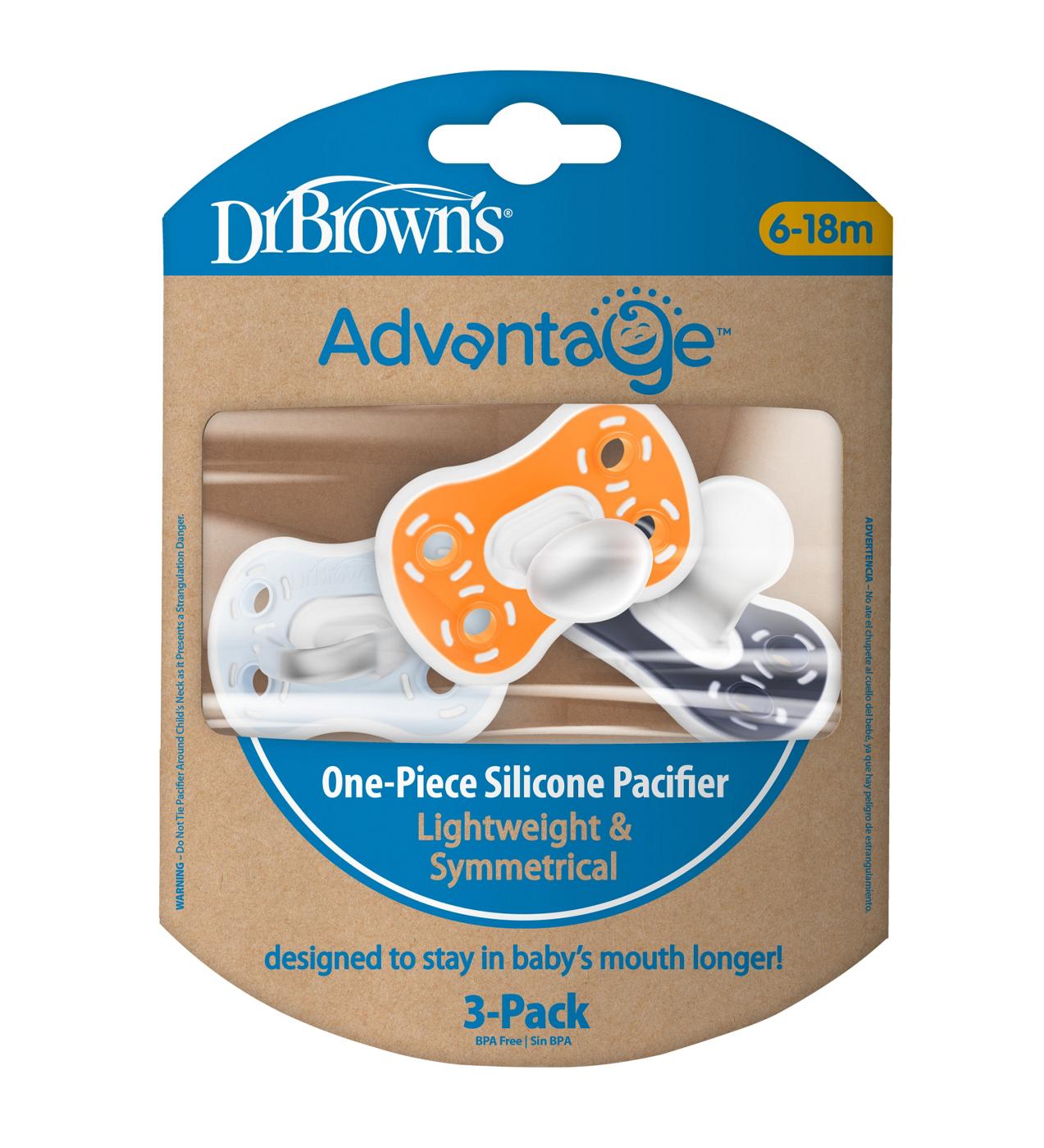 Dr Browns Advantage 1 Piece Silicone Pacifier for 6-18 Months - Blue; image 1 of 2