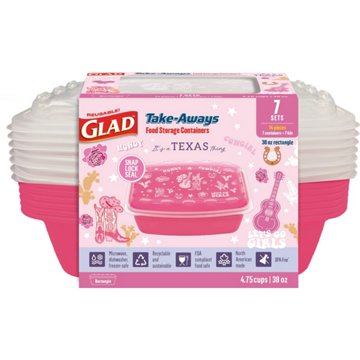Glad Take-Aways Food Storage Texas Edition - Pink Cowgirl, 7 pk