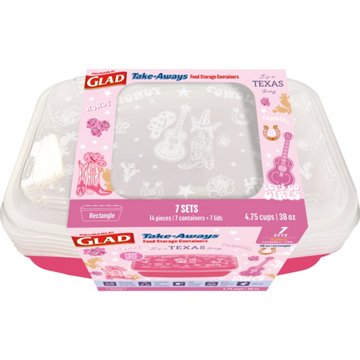 Glad Take-Aways Food Storage Texas Edition - Pink Cowgirl, 7 pk