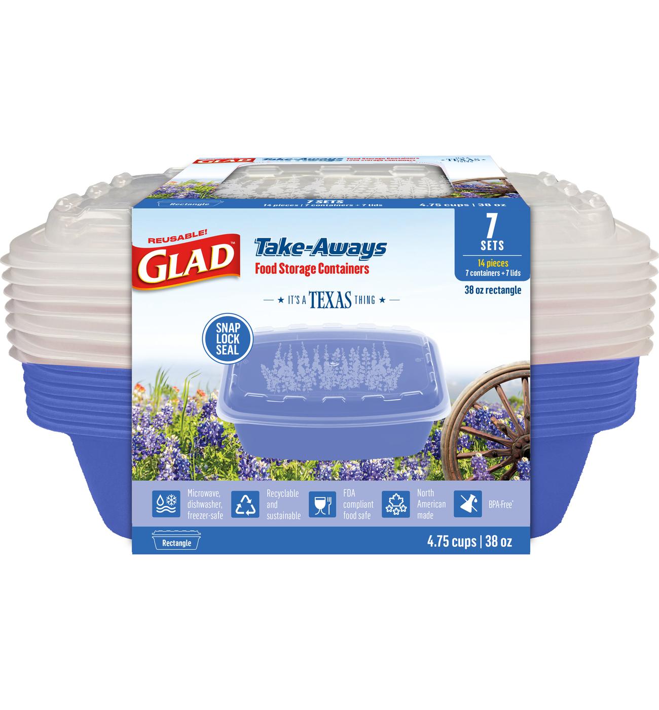 Glad Take-Aways Food Storage Texas Edition - Bluebonnet; image 1 of 2