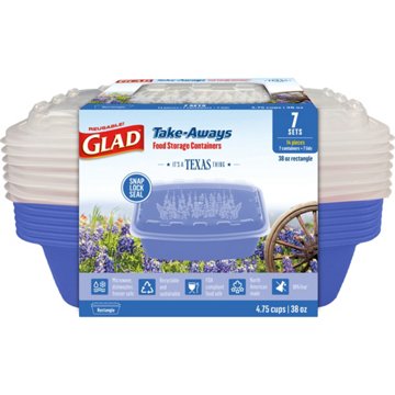Glad Take-Aways Food Storage Texas Edition - Bluebonnet, 7 pk