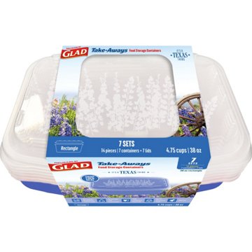 Glad Take-Aways Food Storage Texas Edition - Bluebonnet, 7 pk