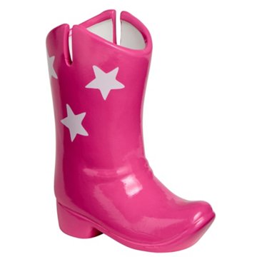 Destination Holiday Pink Ceramic Cowboy Boot Photo Holder