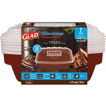 Glad Take-Aways Food Storage Texas Edition - BBQ, 7 pk