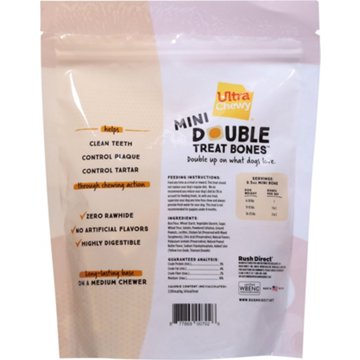 Ultra Chewy Mini Double Dog Treat Bones - Peanut Butter