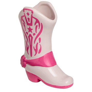 Destination Holiday Pink Cowboy Boot Ceramic Pen Holder