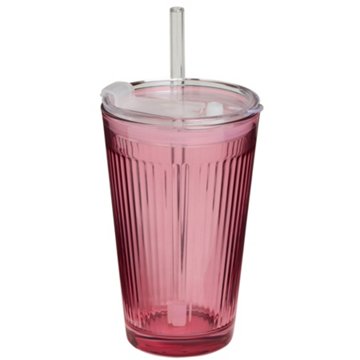 Destination Holiday Ice Coffee Glass Tumbler - Pink, 12.5 oz