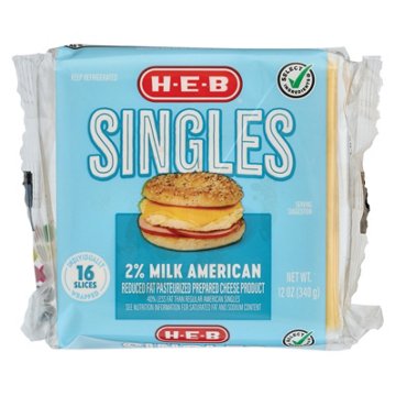 H-E-B American Cheese Singles - 2% Reduced Fat Milk