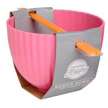 Destination Holiday Pink Ramen Noodle Bowl & Chopsticks