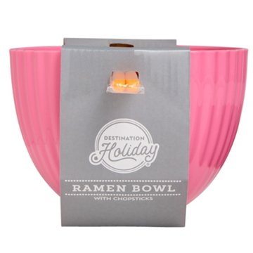 Destination Holiday Pink Ramen Noodle Bowl & Chopsticks