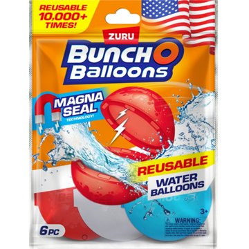 Zuru Bunch O Balloons Reusable Red White & Blue Water Balloons, 6 pk