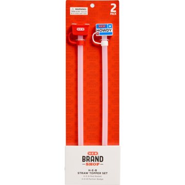 H-E-B Brand Shop Straw Toppers - Basket & Badge, 2 pk