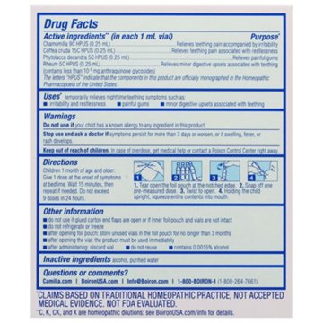 Boiron Camilia Bedtime Liquid Doses - Teething Relief, 30 ct