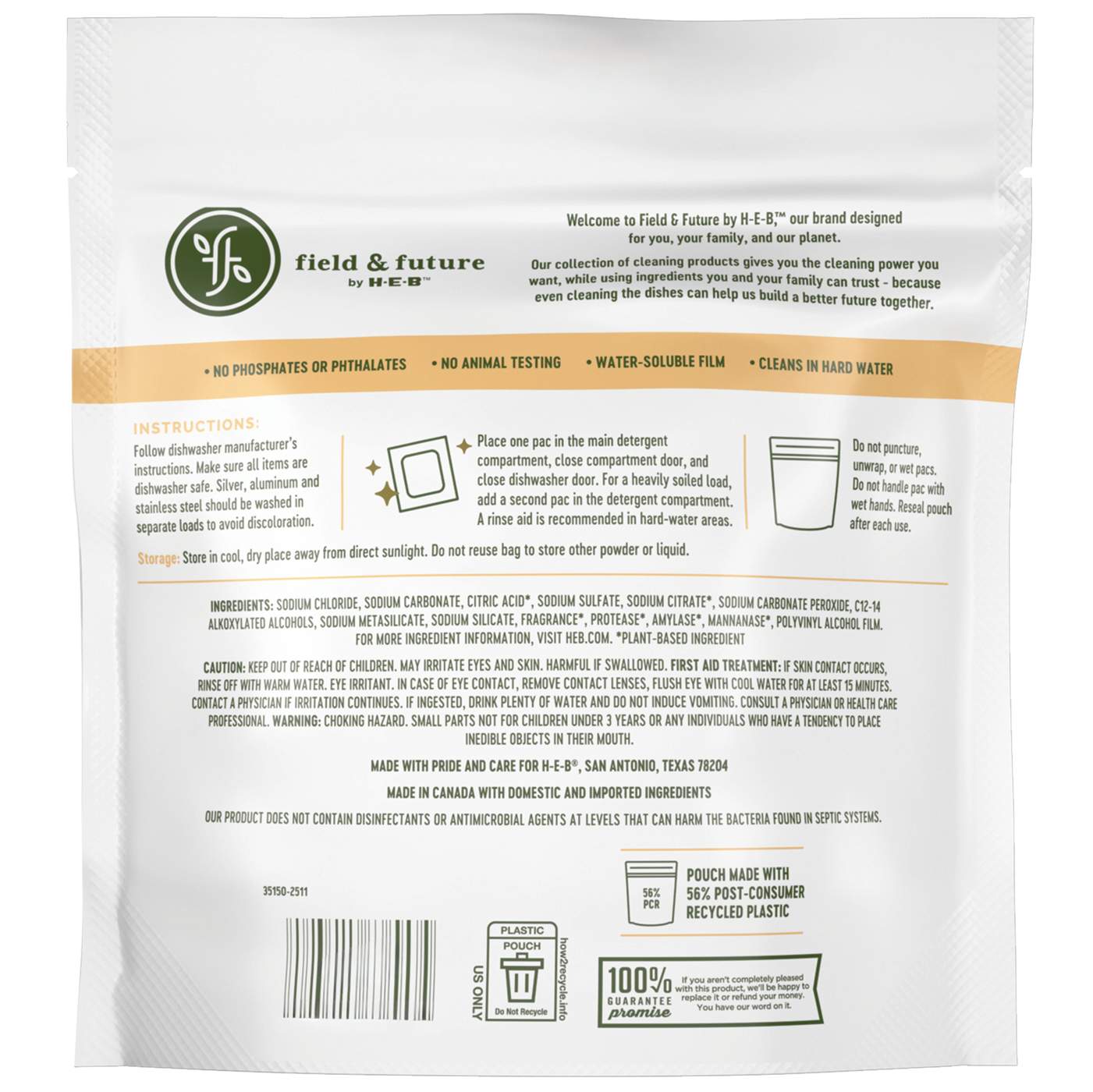 Field & Future by H-E-B Dishwasher Detergent Pacs - Citrus; image 4 of 5