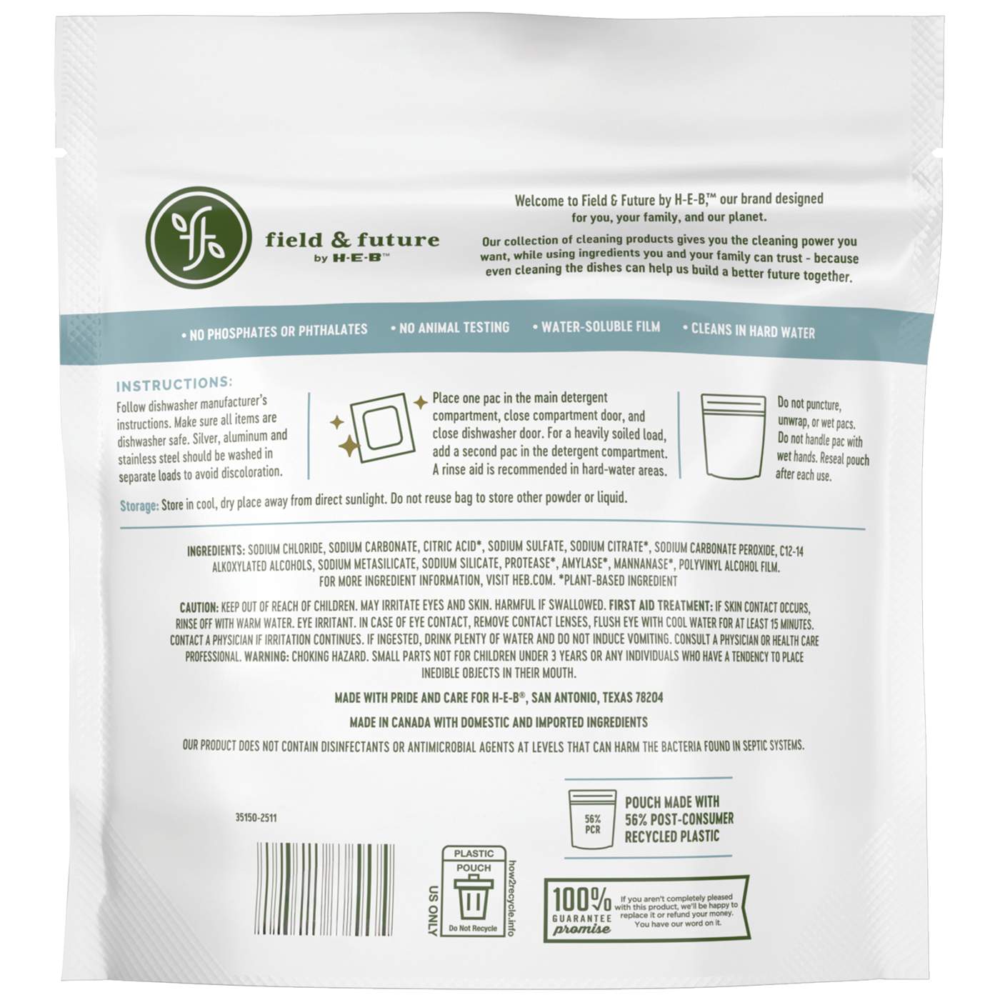 Field & Future by H-E-B Dishwasher Detergent Pacs - Fragrance Free; image 4 of 5