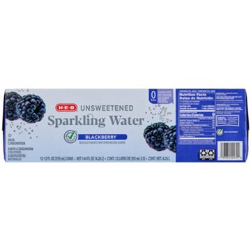 H-E-B Unsweetened Blackberry Sparkling Water 12 pk Cans