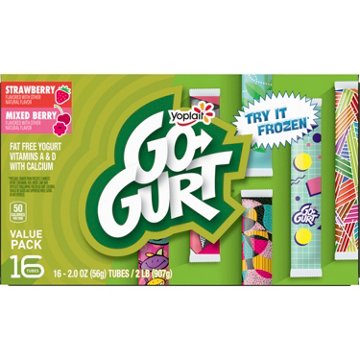 Yoplait GoGurt Fat Free Mixed Berry & Strawberry Yogurt Tubes Value Pack