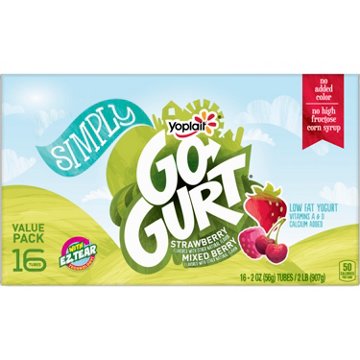 Yoplait GoGurt Simply Low Fat Mixed Berry & Strawberry Yogurt Tubes Value Pack