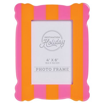 Destination Holiday Pink & Orange Striped Photo Frame, 4" x 6"