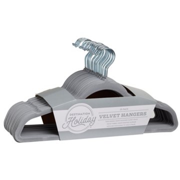 Destination Holiday Velvet Hangers - Gray, 25 ct