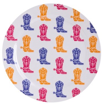 Destination Holiday Cowboy Boots Melamine Dinner Plate, 10.5"