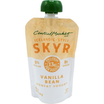 Central Market 13g Protein Skyr Nonfat Yogurt Pouch - Vanilla Bean