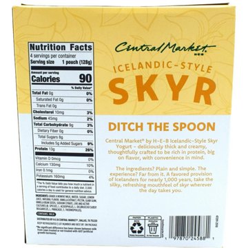 Central Market 13g Protein Skyr Nonfat Yogurt Pouch - Vanilla Bean