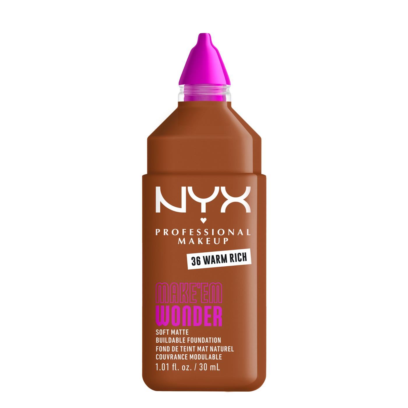 NYX Make 'Em Wonder 24 Hour True To Skin Foundation - Warm Rich; image 2 of 2