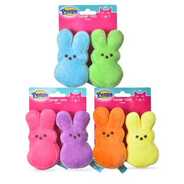 Peeps Bunny Plush Catnip Toy Pack - Assorted Colors, 2 ct