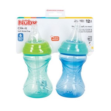 Nuby Clik It Soft Straw Cups, 2 ct