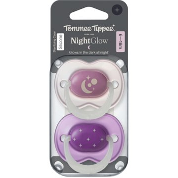 Tommee Tippee Night Glow Pacifiers for 6-18 Months, 2 ct