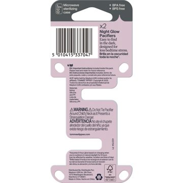 Tommee Tippee Night Glow Pacifiers for 6-18 Months, 2 ct