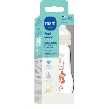 MAM Feel Good Bottle Glass & Medium Flow Nipple