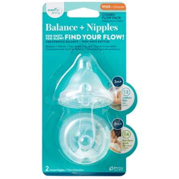 Evenflo Wide Neck Nipples - Combo Flow, 2 ct